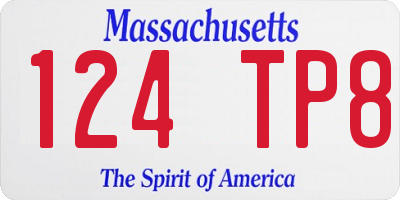 MA license plate 124TP8