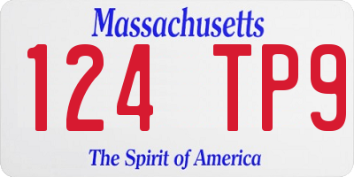 MA license plate 124TP9