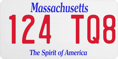 MA license plate 124TQ8