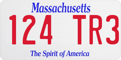 MA license plate 124TR3