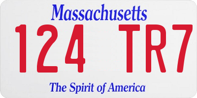 MA license plate 124TR7