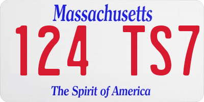 MA license plate 124TS7