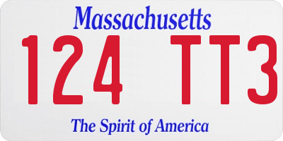 MA license plate 124TT3