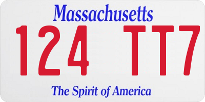 MA license plate 124TT7