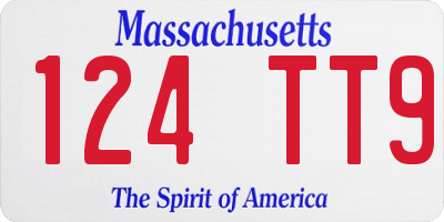 MA license plate 124TT9