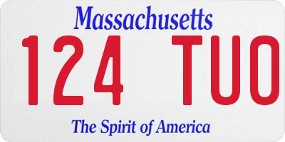 MA license plate 124TU0