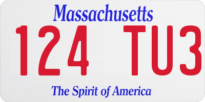 MA license plate 124TU3