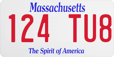 MA license plate 124TU8