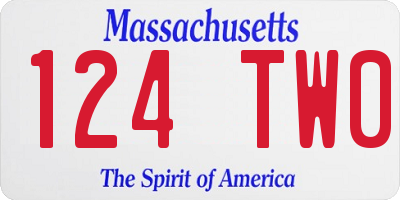 MA license plate 124TW0