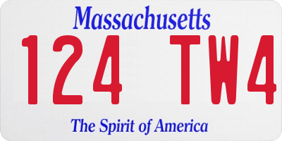 MA license plate 124TW4