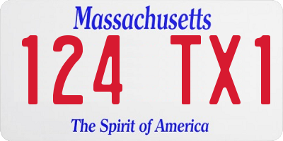 MA license plate 124TX1