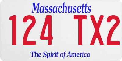 MA license plate 124TX2
