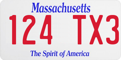 MA license plate 124TX3