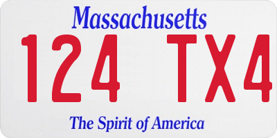 MA license plate 124TX4
