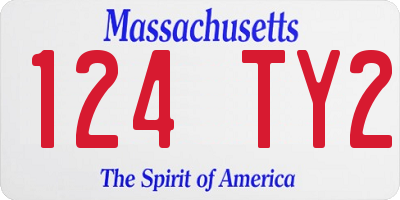 MA license plate 124TY2