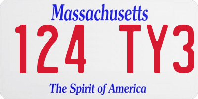 MA license plate 124TY3