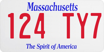 MA license plate 124TY7
