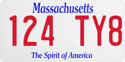 MA license plate 124TY8