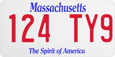MA license plate 124TY9