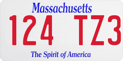 MA license plate 124TZ3