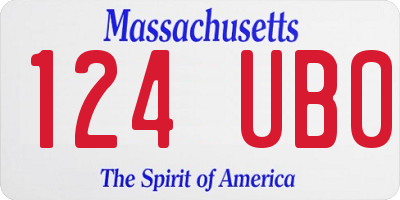 MA license plate 124UB0