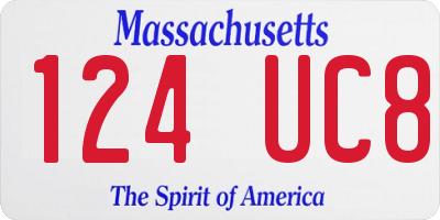 MA license plate 124UC8