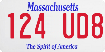MA license plate 124UD8