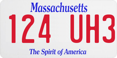MA license plate 124UH3