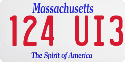 MA license plate 124UI3