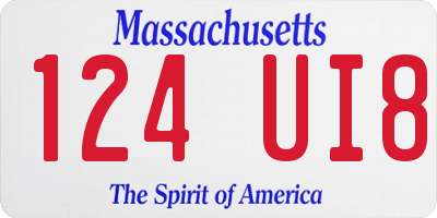MA license plate 124UI8