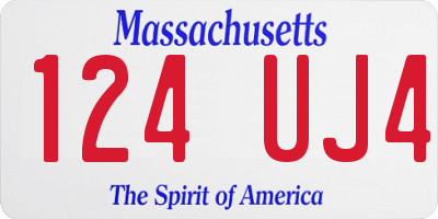 MA license plate 124UJ4