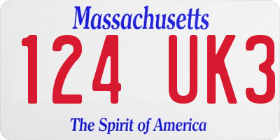 MA license plate 124UK3