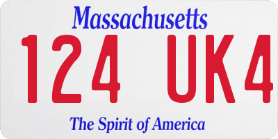 MA license plate 124UK4