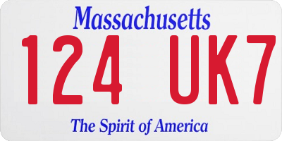 MA license plate 124UK7