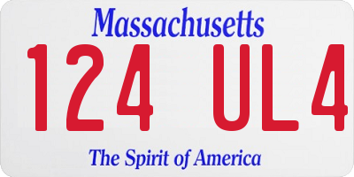 MA license plate 124UL4