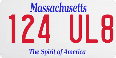 MA license plate 124UL8