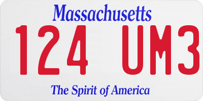 MA license plate 124UM3