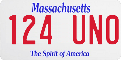 MA license plate 124UN0