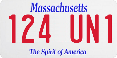 MA license plate 124UN1