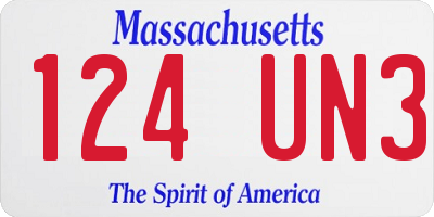MA license plate 124UN3