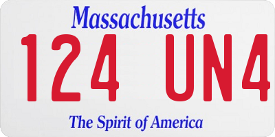 MA license plate 124UN4