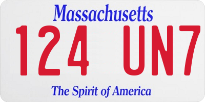 MA license plate 124UN7