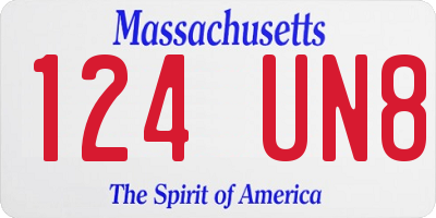 MA license plate 124UN8