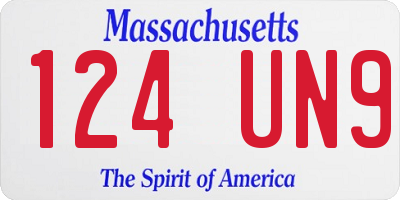 MA license plate 124UN9