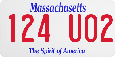 MA license plate 124UO2