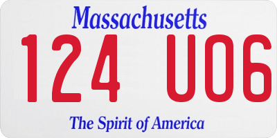 MA license plate 124UO6