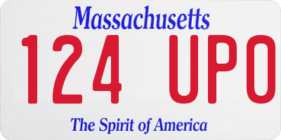 MA license plate 124UP0