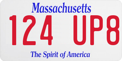 MA license plate 124UP8