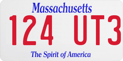 MA license plate 124UT3