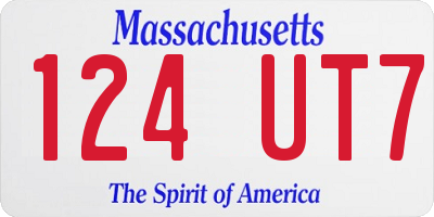 MA license plate 124UT7